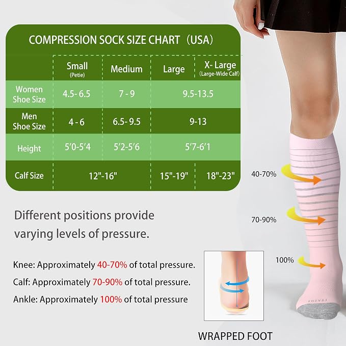 LEVSOX Viscose Made from Bamboo Compression Socks for Pregnant Women 20-30 mmHg Knee High Cute Mens Supports Socks for Travel - Image 5