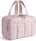 BAGSMART Travel Toiletry Bag, Puffy Large Toiletry Bag for Women, Lightweight Cosmetic Makeup Bag Organizer with Handle for Traveling, Accessories, Essentials, Toiletries (Pink) by BAGSMART