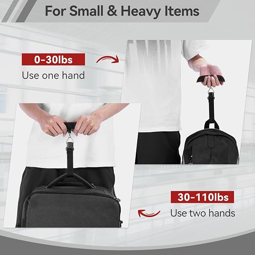 Luggage Scale, Dr.meter Luggage Weight Scale Backlight LCD Display PS02 110lb/50kg Electronic Balance Digital Postal Travel Accessories with Rubber Paint Handle Temperature Sensor, Red | 110lb/50kg Electronic Balance Digital Postal Travel Accessories w... - Image 4