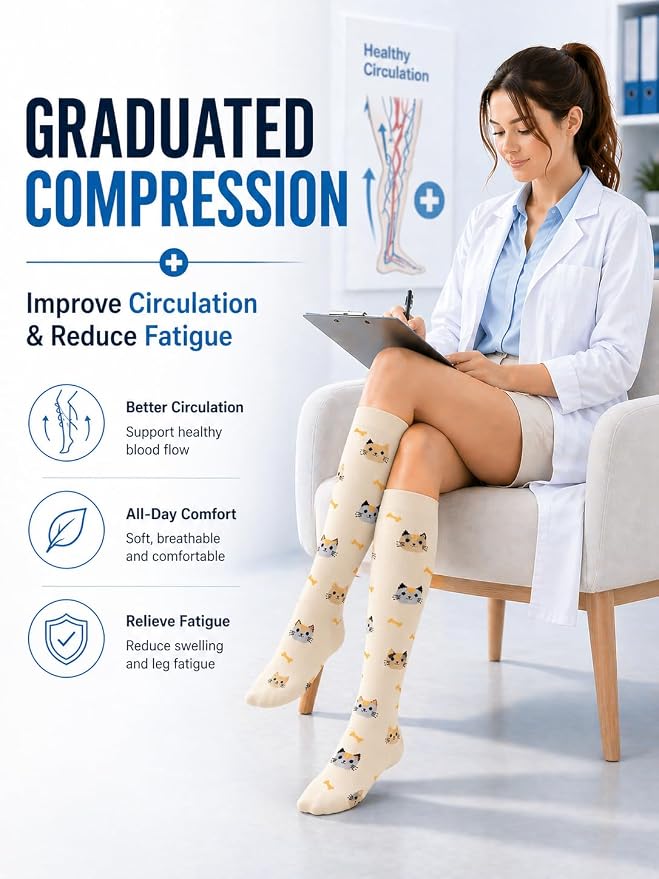 ACTINPUT Compression Socks for Women&Men 15-20mmHg Medical Knee High Support for Seniors,Pregnancy,Flight,Nurse&Circulation - Image 2