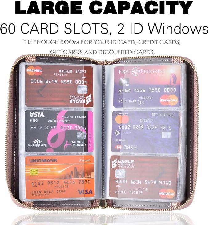 Easyoulife Credit Card Holder Wallet Womens Zipper Leather Case Purse RFID Blocking - Image 3