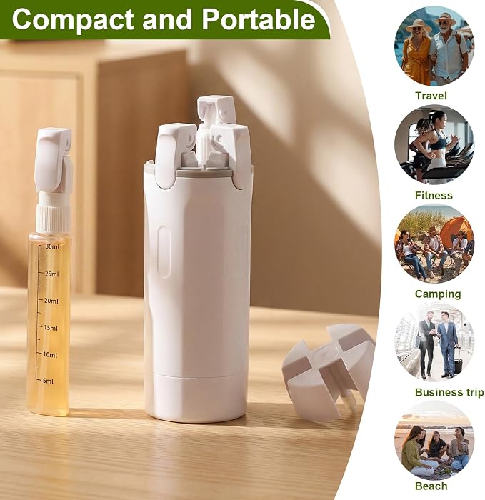 4 in 1 Travel Dispenser with 4 Pack 30ml Travel Bottles and Label Refillable & Leak Proof Portable Toiletry Containers with Locks for Shampoo Lotion Conditioner Cream (White) - Image 6