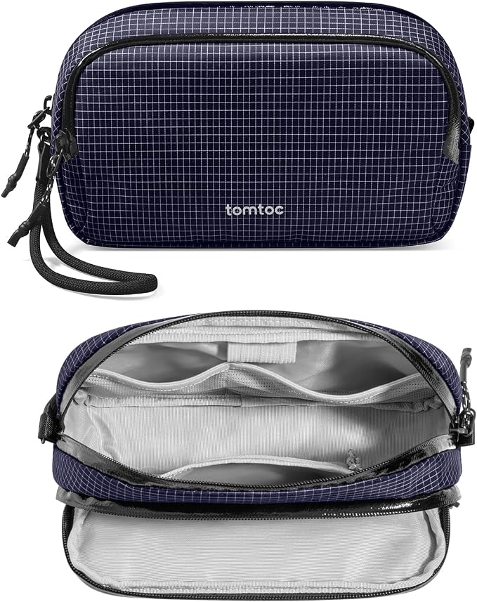 tomtoc Electronic Organizer Travel Case Performance, Dual Compartment Bag | Water Resistant Cable Organization Storage for Charger, Cord, Phone, Hard Drive, Power Bank, Accessories Travel Essentials by tomtoc