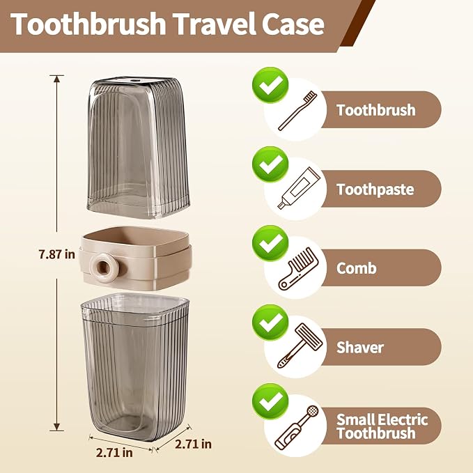 2Pcs Toothbrush Travel Case & Travel Soap Holder Dish Tray, Portable Clear Toothbrush Holders with Cover Leakproof Bar Soap Holder for Traveling School Camping Business Trip Bathroom - Image 4