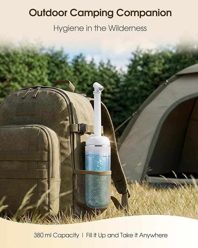 Portable Bidet for Travel & Camping - Manual Squeeze Peri Bottle Handheld | 3 Leak-Proof Seals | BPA-Free | Feminine Hygiene Care Postpartum | Extendable Sprayer with Nozzle for Men&Women-White - Image 4