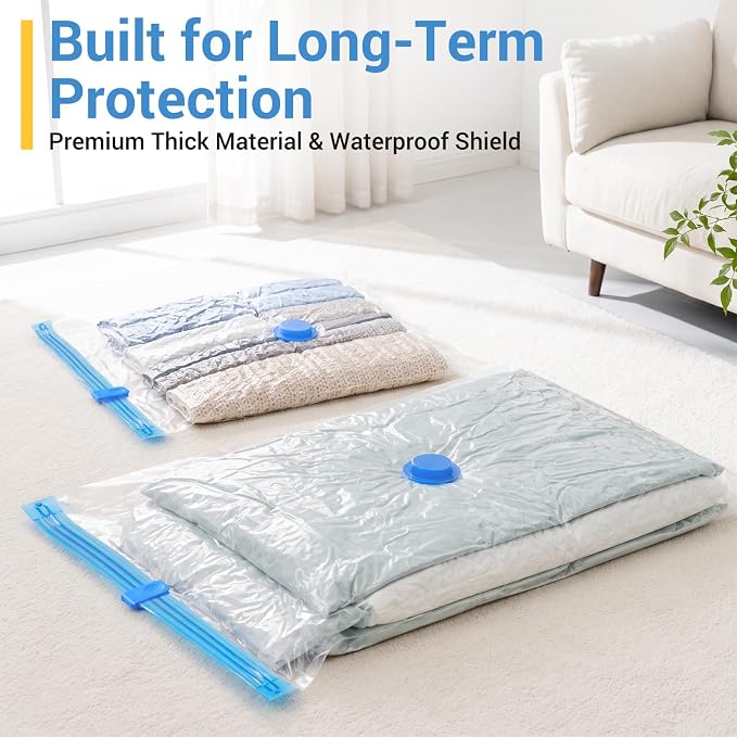 80% Space Saver Vacuum Storage Bags with Hand Pump, 10 Medium | Plastic Packaging Bags, Vacuum Seal Bags for Clothing, Travel Lugggage, Blankets, Comforters - Image 4