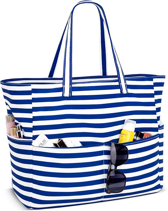 Iioscre Beach Bag for Women, Causal Hobo Handbags with Zipper Inner Pocket | Foldable Swim Tote Bag for Beach Vacation Essentials by Iioscre