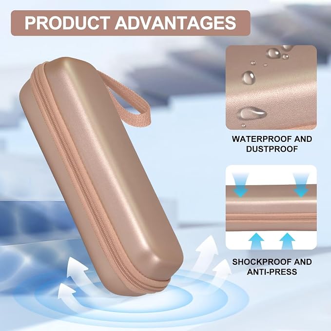 Travel Case for Oral-B/Oral-B Pro/Phlips Sonicare Electric Toothbrush with 2pcs Toothbrush Heads Cover Cap, Portable Hard Protective Storage Bag with Accessories Storage (Gold) - Image 5