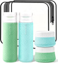 Travel Bottles for Toiletries, TSA Approved 3oz Leak Proof Travel Size Liquid Containers, BPA-Free Refillable Silicone Squeeze Bottles, Ideal for Shampoo Lotion and Conditioner (4 Pack) by Mabnuby