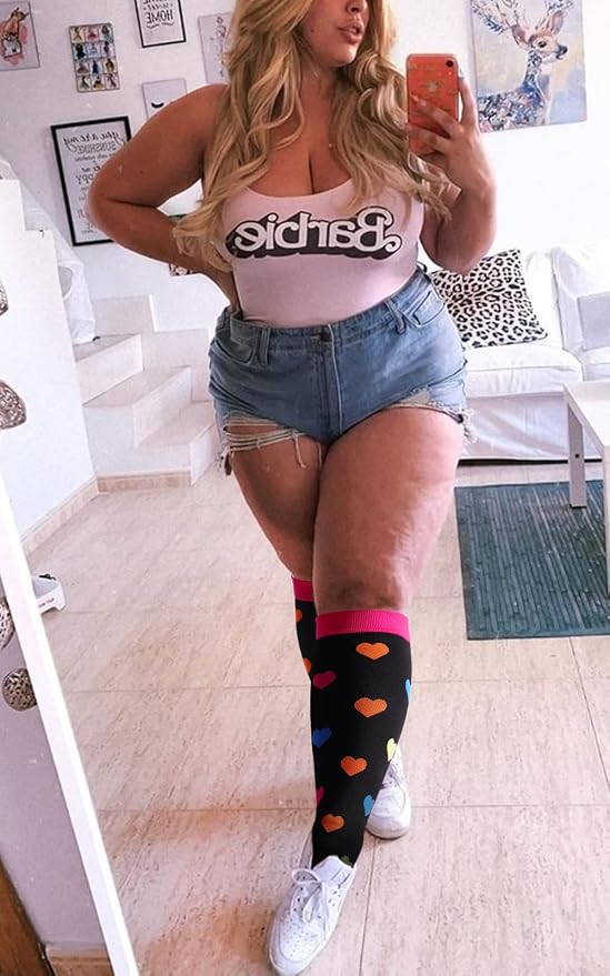 Abodhu Plus Size Compression Socks for Women& Men 15-20mmHg Wide Calf Knee High Socks - Image 7