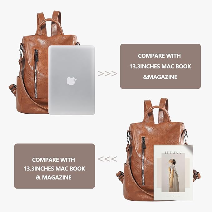 Women Backpack Purse PU Leather Anti-theft Casual Shoulder Bag Fashion Ladies Satchel Bags - Image 5