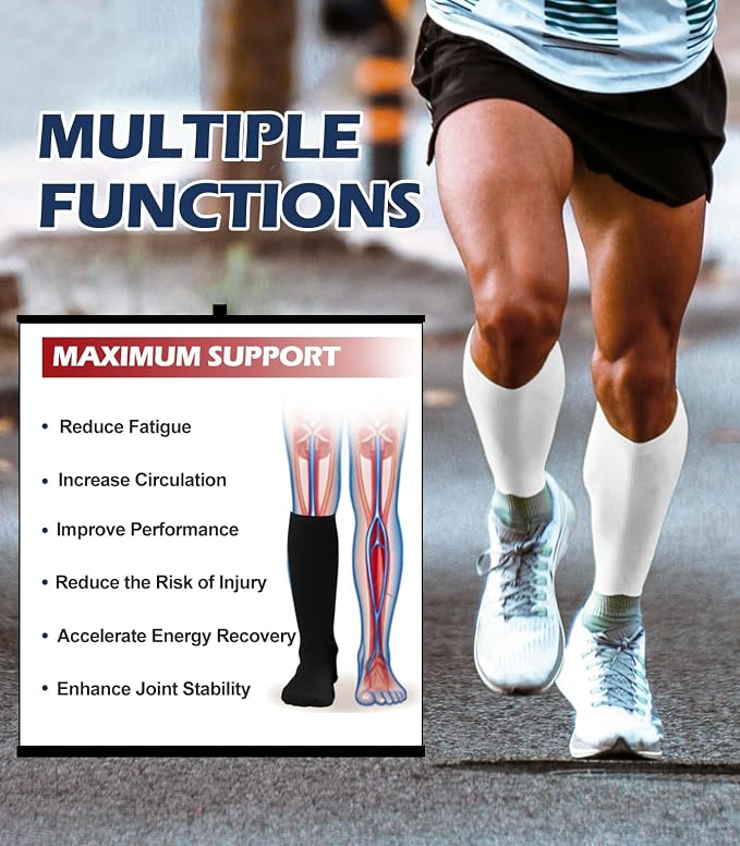 Breslatte Compression Socks for Women Men 15-20 mmHg | Graduated compression stockings knee high athletic support socks for travel running flying nurse pregnant - Image 3