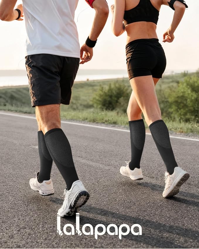 Comfortable Cotton Compression Socks | 20-30mmHg Ankle Arch Support Socks, Breathable Extra Cushion for Flying Travel Nurse, Graduated Support for Women Men - Image 2