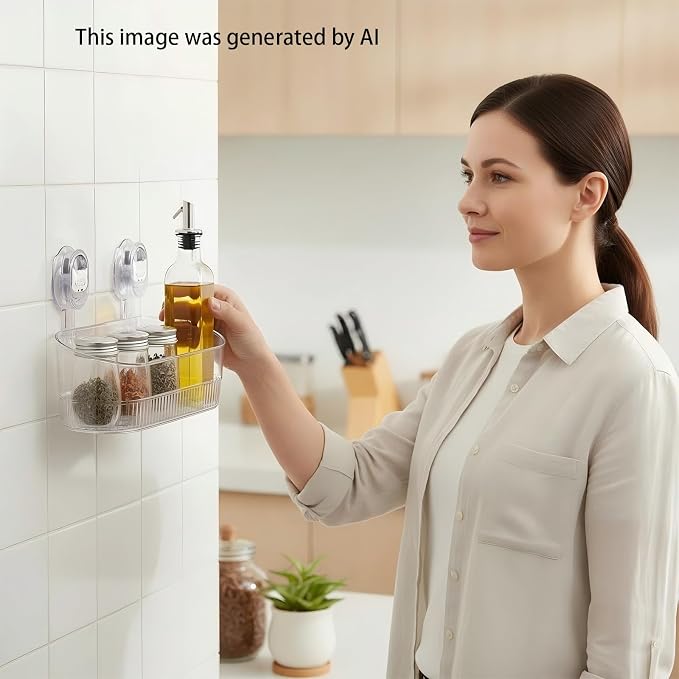 Suction Shower Shelf No Drill, Heavy Duty Bathroom Organizer Wall Mount | No Drill - Image 3