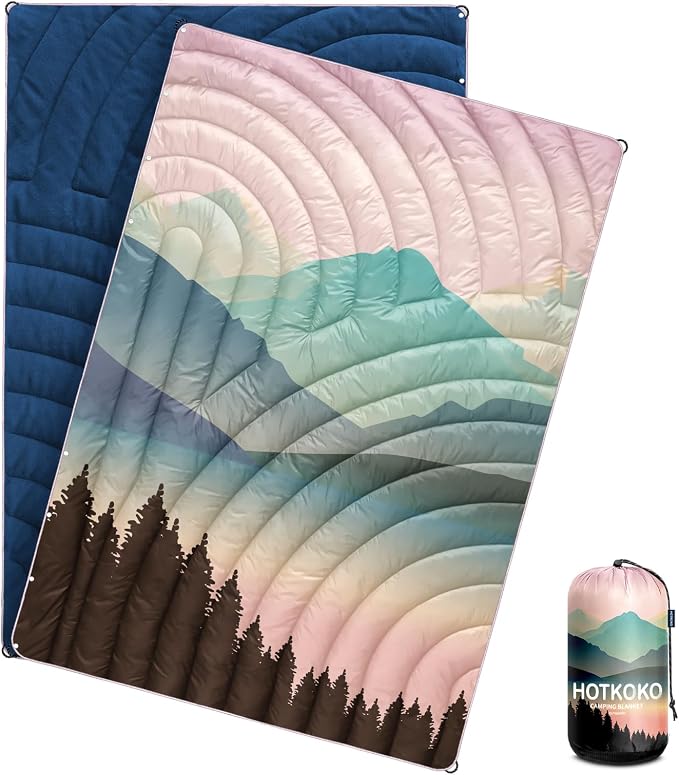 Mini Camping Blanket, Puffy Polar Fleece Blanket Lightweight Warm Outdoor Blanket for Camping,Traveling, Stadium, Hiking, Picnics by hotkoko