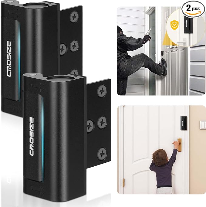 2 Pack Home Security Door Lock, Reinforcement Lock for Kids Safety, Black | Withstands 1000 lbs of Impact, Door Lock for Front Door, Defender Door Locks Latch, Inside Door Lock, For Door Security by Crosize