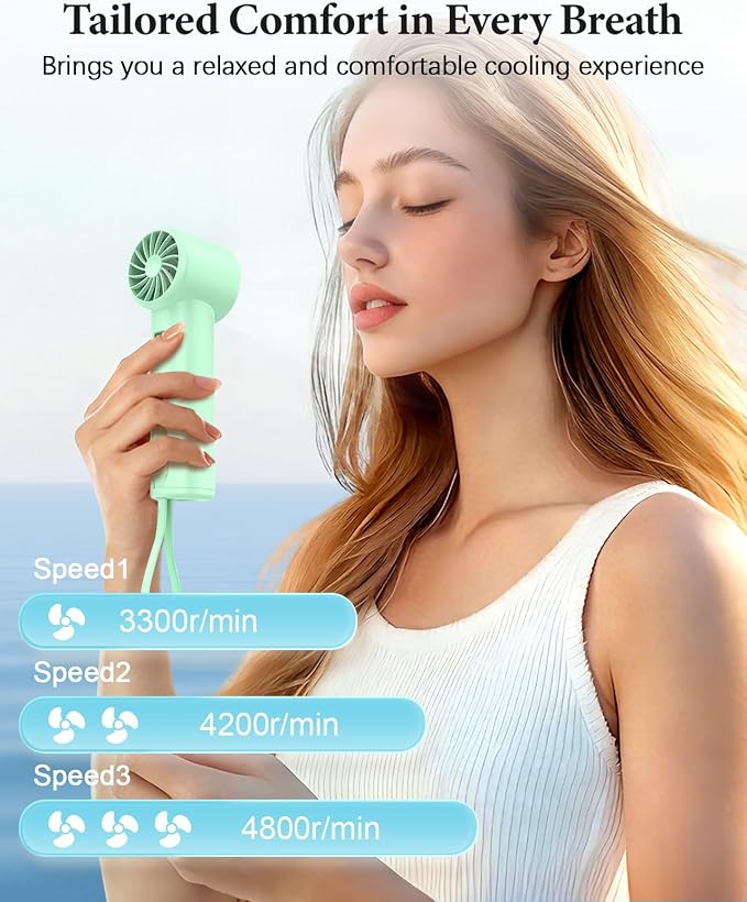 Portable Fan with Power Bank & Flashlight-Green | 6.5H Max Cooling,USB-C Rechargeable,Mini Fan for Outdoor/Travel/Beach/Concerts/Summer.Gifts for Girl,Women. - Image 2