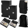 Large and Small Black Acrylic Cash Box for Gambler 2 Pack, Winners Bank with Keys, Slot, Storage Bag, Waist Bag, Portable Casino Money Organizer Safe Lock Box by ClarityCraze