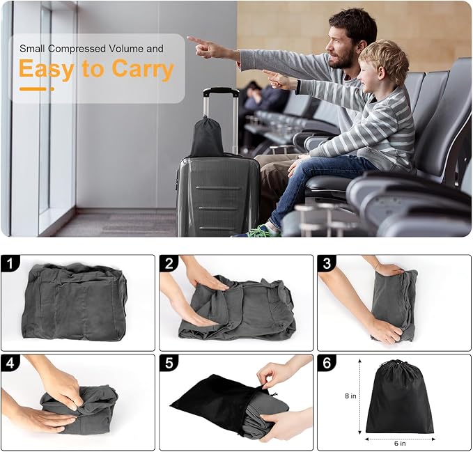 Maliton Inflatable Travel Foot Rest Pillow (Dark Grey, 1 Pack) | Airplane Bed for Kids, Car Foot Leg Rest Pillow, Adjustable Height for Airplane, Car, Train, Home, Office - Image 6