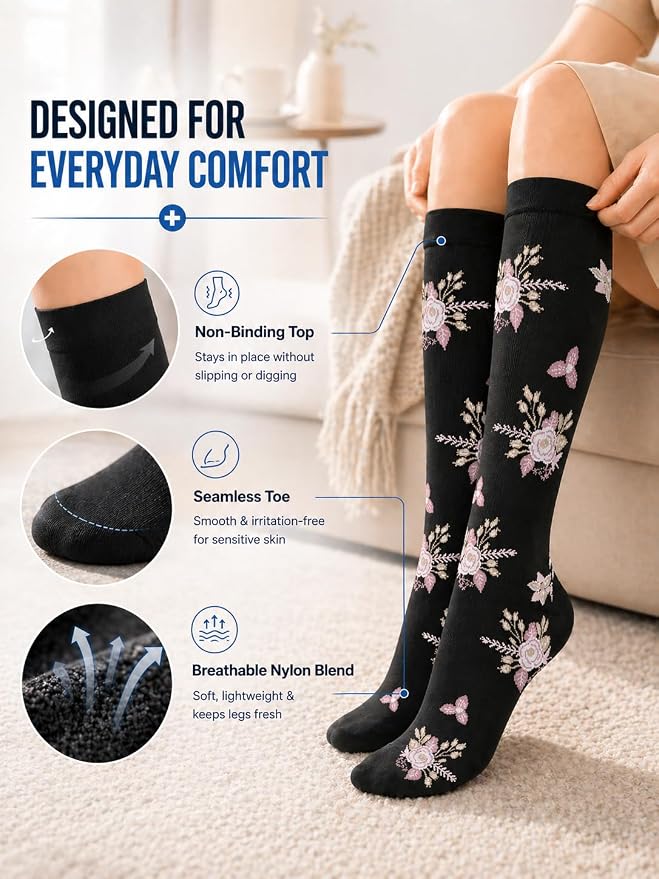 ACTINPUT Compression Socks for Women&Men 15-20mmHg Medical Knee High Support for Seniors,Pregnancy,Flight,Nurse&Circulation - Image 4