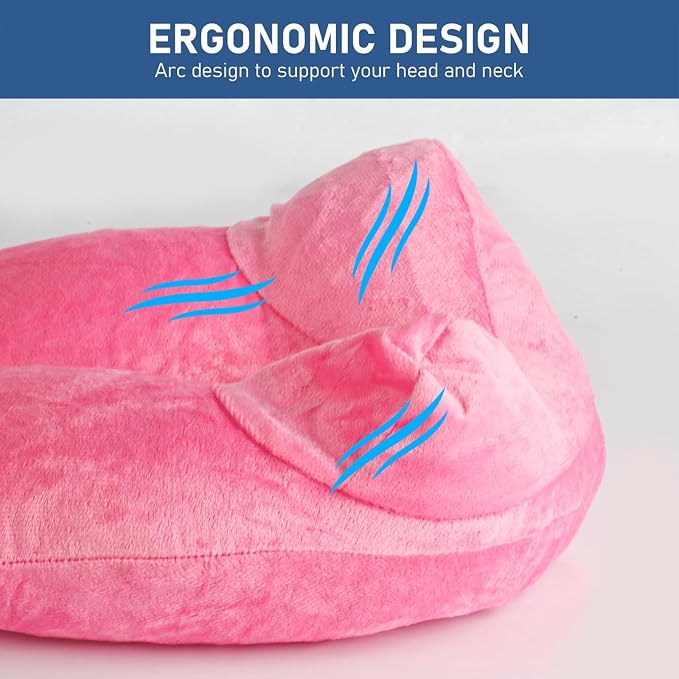 Air-Filled Travel Pillows for Sleeping Airplane Neck Support for Traveling Pillow Inflatable Travel Neck Pillows for Air-Filled Neck Pillow Airplane, with Eye Masks, Earplugs - Image 3