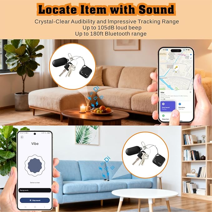 Reyke Dual-System Bluetooth Tracker Tags for Android & iOS, 4 Pack | Works with Apple Find My or Google Find Hub, Dual-System Bluetooth Item Finder for Keys, Luggage, Backpacks and Wallets - Image 3