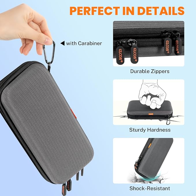 Double-Layer Electronics Organizer Travel Case, Multiple Pockets | Hard Shell Carrying Bag,Portable Tech Zipper Pouch for Charger, Phone, Power Bank, Cable, USB Flash Drive & SD Card - Image 5
