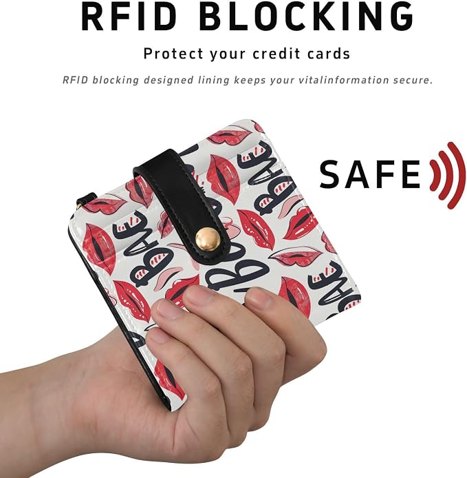 Babe Red Sexy Lip Women's Wallets RFID Blocking,Credit Card Holder Bifold Wallet,Slim Card Cases,PU Leather Travel Wallet for men Girls - Image 4