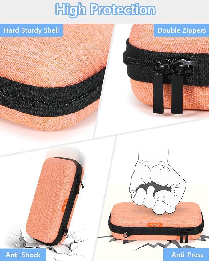 Small Carrying Case, Travel Case, Electronic Accessories Organizer | for Sandisk, Samsung SSD, Earbuds, Cable, Hard Disk, MP3 Player，Portable Storage Pouch Bag , Shockproof,Light-Orange - Image 4