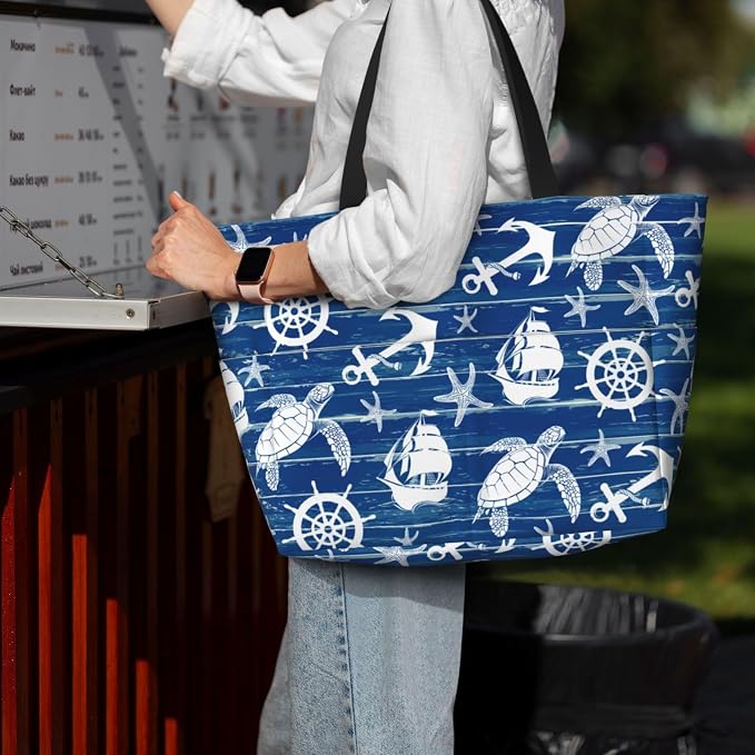 Beach Bag Tote Bags Waterproof Sandproof for Women Large Beach Tote Pool Bag Foldable with Zipper for Travel Weekend - Image 7