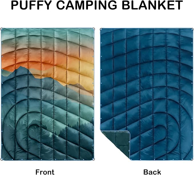 Puffy Camping Blanket,Large Camp Blanket Outdoor Camping Quilt Waterproof | Lightweight Printed Warm Packable Down Alternative Blanket for Camping,Traveling, Stadium, Hiking, Picnics - Image 2