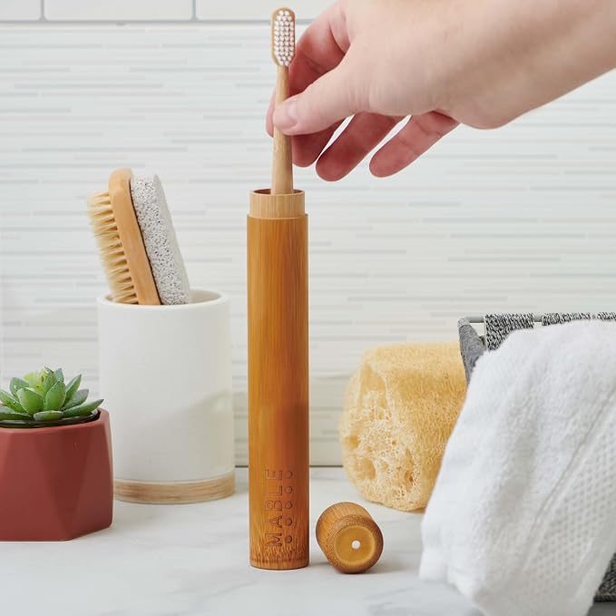 MABLE Toothbrush Travel Case | Bamboo Toothbrush Holder for Travelling and Camping | Adult Size | Natural Product - Image 9