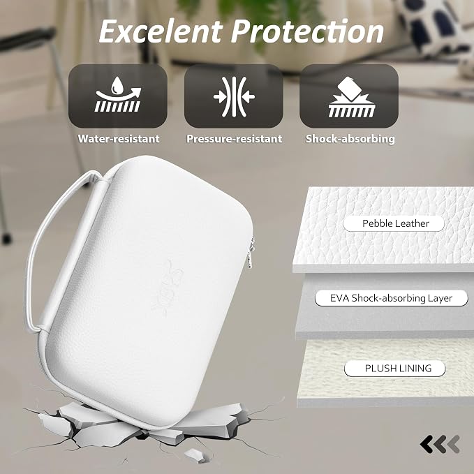 Portable Charger Case, Tech Pouch Travel Organizer, XL, White | Hard Shell Electronic Storage for MacBook Power Adapter, Magic Mouse, Charging Cords, Power Bank Laptop Accessories - Image 3