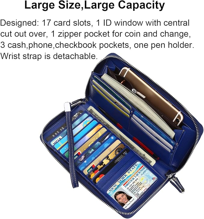 Small Compact Women Wallet RFID Blocking Genuine Leather Bifold Purse with ID Windows - Image 3