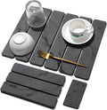Small Stone Dish Drying Mat for Kitchen Counter, 2 PCS 16"×12" & 8"x4" Quick Dry Stone Mats, Foldable Water Absorbing Diatomaceous Earth Drying Dish Pad for Countertop Bottles Utensils Cups(Dark Gray) by linidcoudhome
