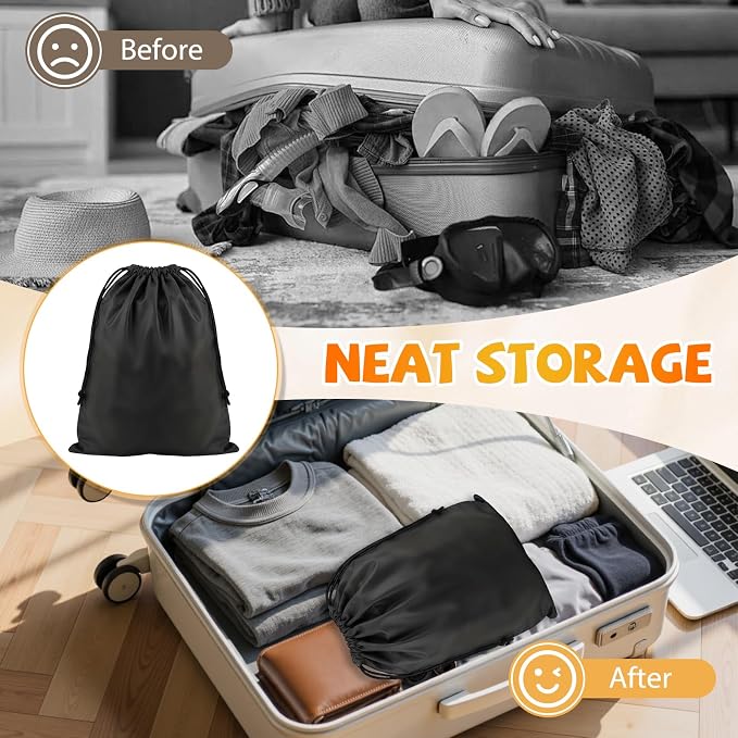 Shoe Bags for Travel, 15.7" x 11.8" Travel Shoe Bags for Packing, Large Waterproof Portable Drawstring Travel Shoe Storage Bag Travel Essentials Women for and Men (Black) - Image 6