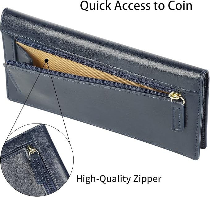 Ultra Slim Thin Leather Women Wallet RFID Blocking Credit Card Holder Bifold Long Ladies Billfold - Image 6