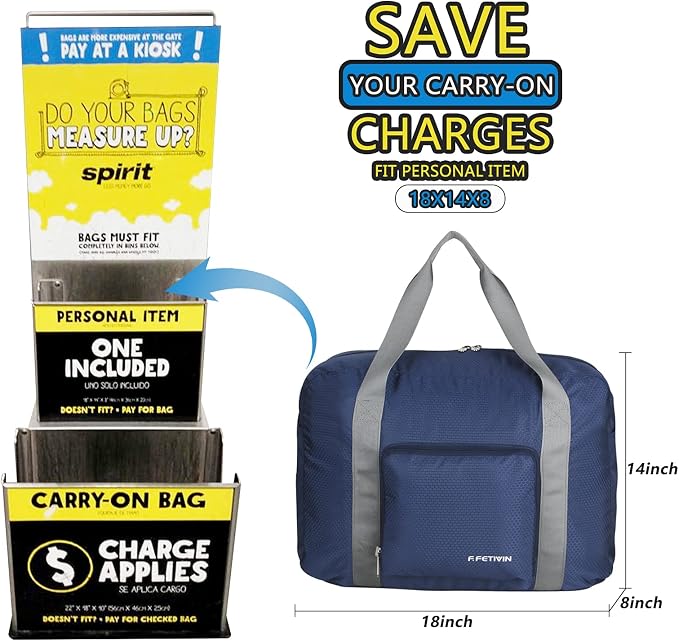 F.FETIVIN Personal item travel bag 18x14x8 for Spirit Airlines Lightweight carry on duffle bag for Gym,Sports,Vacation - Image 3