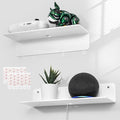 OAPRIRE Acrylic Floating Wall Shelves White, Damage Free, 12 Inch 2 Pack | Strong Tape Adhesive Wall Shelf No Drill, Easy Installation, Hole Design with Cable Clips, Small Spaces Bedroom Bathroom by OAPRIRE