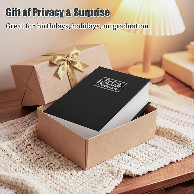 KYODOLED Diversion Book Safe with Combination Lock, Secret Safe Metal Lock Box, Money Storage Collection Box, 9.5" x 6.2" x 2.2" Black Large - Image 6