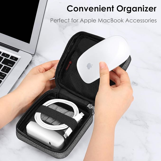 FINPAC Charger Case for MacBook, Small Electronic Organizer Pouch Bag | Portable Travel Storage for MacBook Power Adapter, Laptop Accessories, Magic Mouse, USB Drives, Gadgets, Gray - Image 2