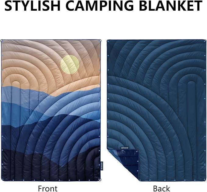 Puffy Camping Blanket,Large Camp Blanket Outdoor Camping Quilt Waterproof | Lightweight Printed Warm Packable Down Alternative Blanket for Camping,Traveling, Stadium, Hiking, Picnics - Image 2