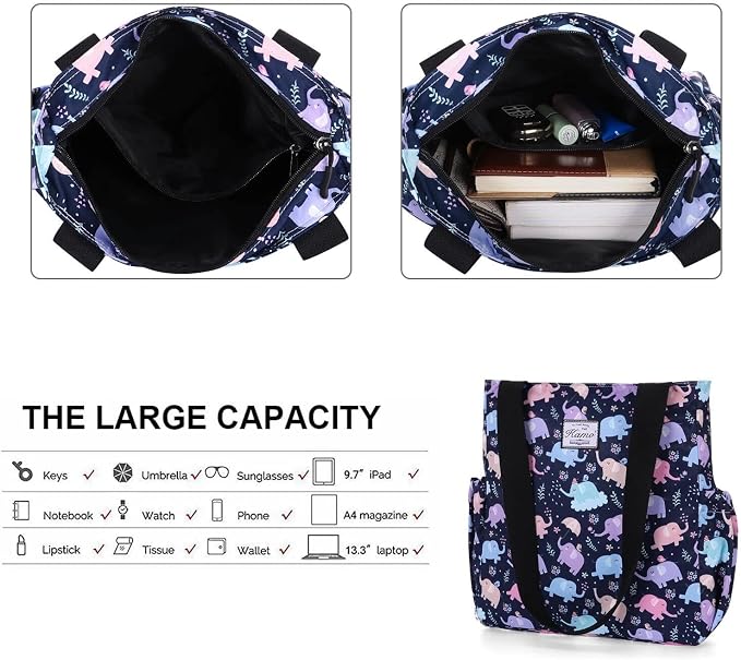KAMO Floral Tote Bag - Waterproof Lightweight Handbags Travel Shoulder Bag for Hiking Yoga Gym Swimming Travel Beach - Image 5