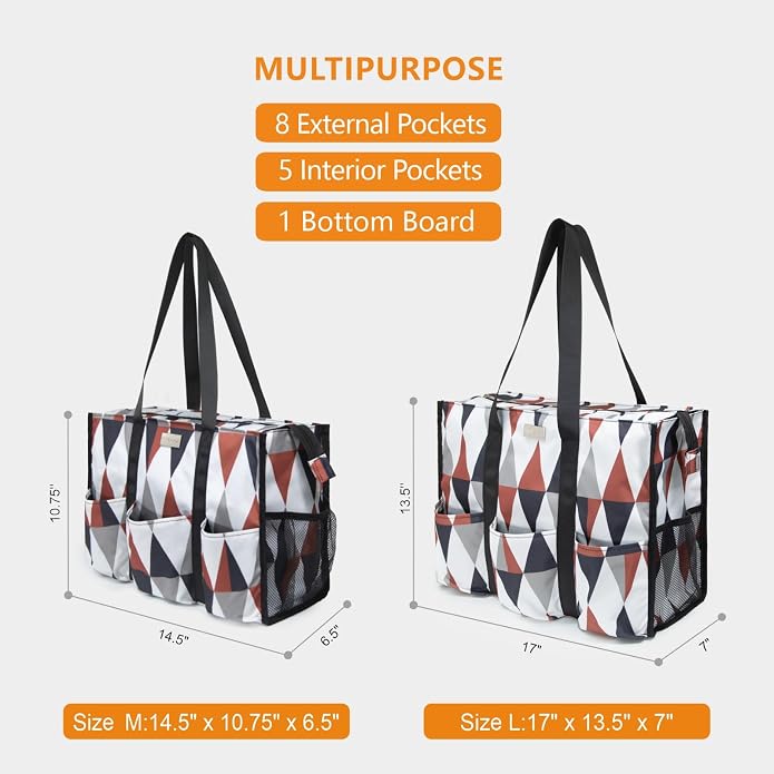 TOPDesign Utility Water Resistant Tote Bag with 13 Pockets, Top Zipper Closure & Thick Bottom Support, for Working Women - Image 2