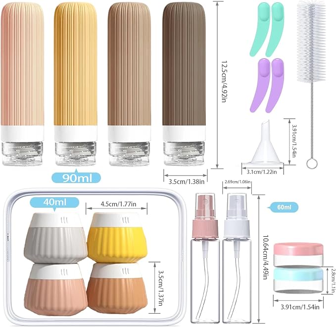 18Pack Travel Bottles for Toiletries TSA Approved Silicone Travel Containers for Toiletries, Leak Proof Refillable Liqus Shampoo And Conditioner travel Essentials toiletry Bottles (BPA Free) - Image 2