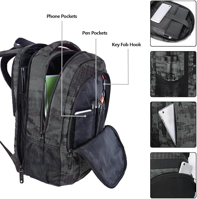 MATEIN Grey 17.3 Inch Laptop Backpack, Extra Large TSA Friendly Travel Bag | Carry On Flight Approved, Anti Theft Personal Item, Business Work College Bookbag, Sturdy Water Resistant, Gift for Men Women - Image 4