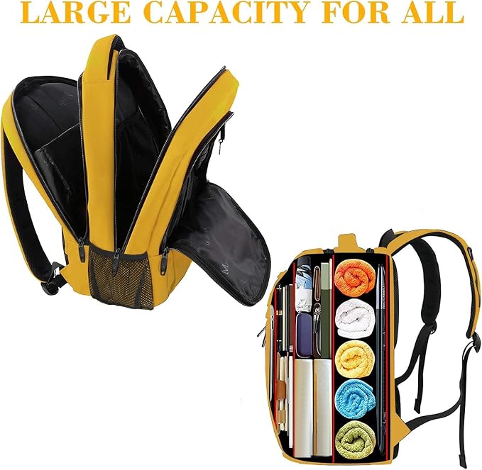 MATEIN Yellow Travel Laptop Backpack, 15.6 Inch Computer Student Bookbag | Anti Theft, Water Resistant, Breathable, Sturdy Lightweight College Backpack, Carry On Personal Item Bag, Gifts for Women Men - Image 3