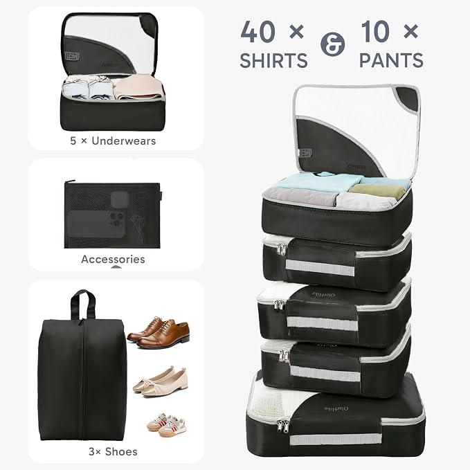 OlarHike 10 Set Packing Cubes for Travel,Gifts for Women Mom,Anti-Tearing Suitcase Organizer,with Over 1000 pcs Mesh Holes,Vacation Essentials & Accessories for Cruise Ship - Image 4