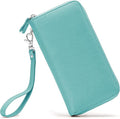 Moflycom Womens Wallet RFID Blocking Genuine Leather Zip Around Wallet Clutch Wristlet Travel Long Purse for Women by Moflycom