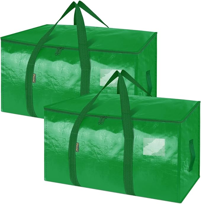 BALEINE 2-Pack Oversized Moving Bags with Reinforced Handles, Heavy-Duty Storage Tote for Clothes, Moving Supplies (Light Green, 2-Pack) by BALEINE